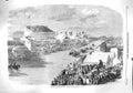 Original Old Antique Print 1860 Epsom Race Course Horses Winning Line Sport