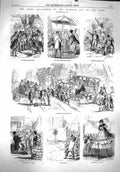 Original Old Antique Print 1860 Derby Horse Racing Transport Passengers 19th