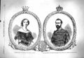 Original Old Antique Print 1860 Portrait Queen King Sweden Regiment Uniform