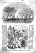 Old Antique Print 1860 Paris Fashion London Yacht Club Violet Spray May 19th