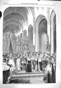 Old Antique Print 1860 Coronation King Sweden Norway Royalty Robes Crown 19th
