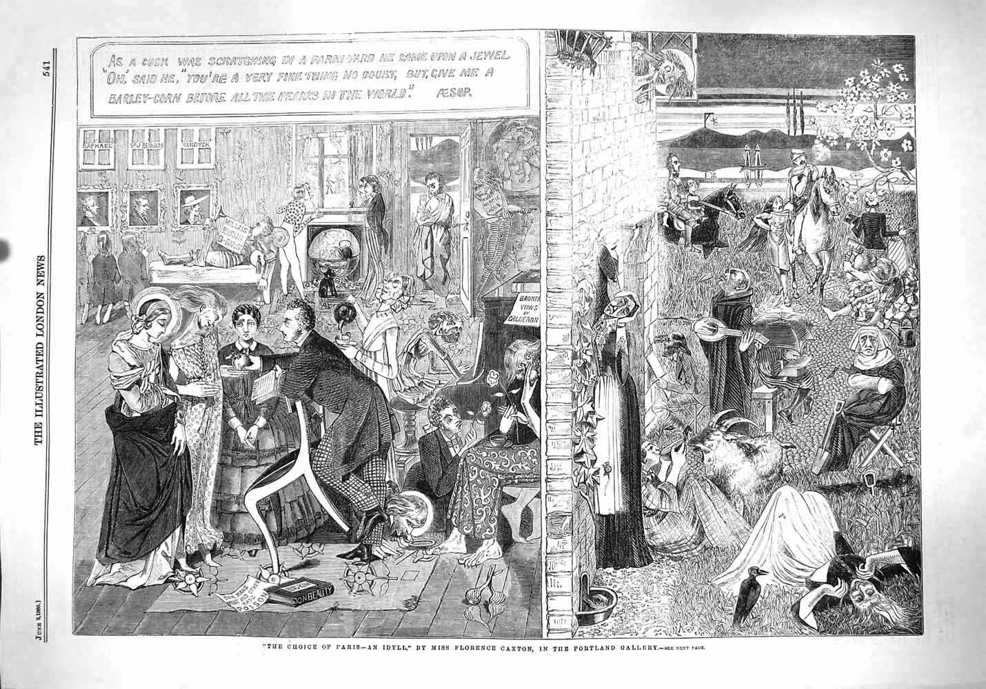 Original Old Antique Print 1860 Paris Scene People Florence Caxton Portland