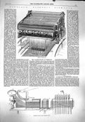 Original Old Antique Print 1860 Bonelli'S Electric Silk Loom Working Machinery