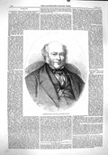 Original Old Antique Print 1860 Portrait Richard Barrow Man 19th