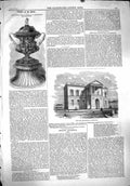 Original Old Antique Print 1860 Peel Institution Accrington Vase Shakespea 19th