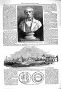 Original Old Antique Print 1860 Bust Pakington Asylum Arlsey Bedfordshir 19th