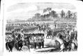 Original Old Antique Print 1860 Volunteer Siers Review Hyde Park London Horses
