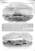 Original Old Antique Print 1860 Great Eastern Ship Jones Kintang Scout Grenada
