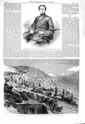 Original Old Antique Print 1860 Edward Ross Rifle Deir-El-Kamr Mount Lebanon