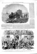 Original Old Antique Print 1860 Railway Train Crash Granton Edinburgh Palermo