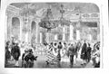 Old Antique Print 1860 State Ball Stockholm Dancing Romance Chandeliers 19th