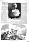 Original Old Antique Print 1860 Bust Viscount Hardinge Relief Lucknow Barkers