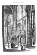 Original Old Antique Print 1860 Sienna Cathedral Octagon Pulpit White Marble