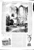 Old Antique Print 1860 Ruins Castle Acre Priory Norfolk Fareham Consort 19th