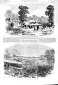 Original Old Antique Print 1860 Warwickshire Volunteers Stoneleigh Sham Ha 19th