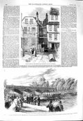 Original Old Antique Print 1860 Houses Grave Oliver Gsmith Captain Fowke Bridge