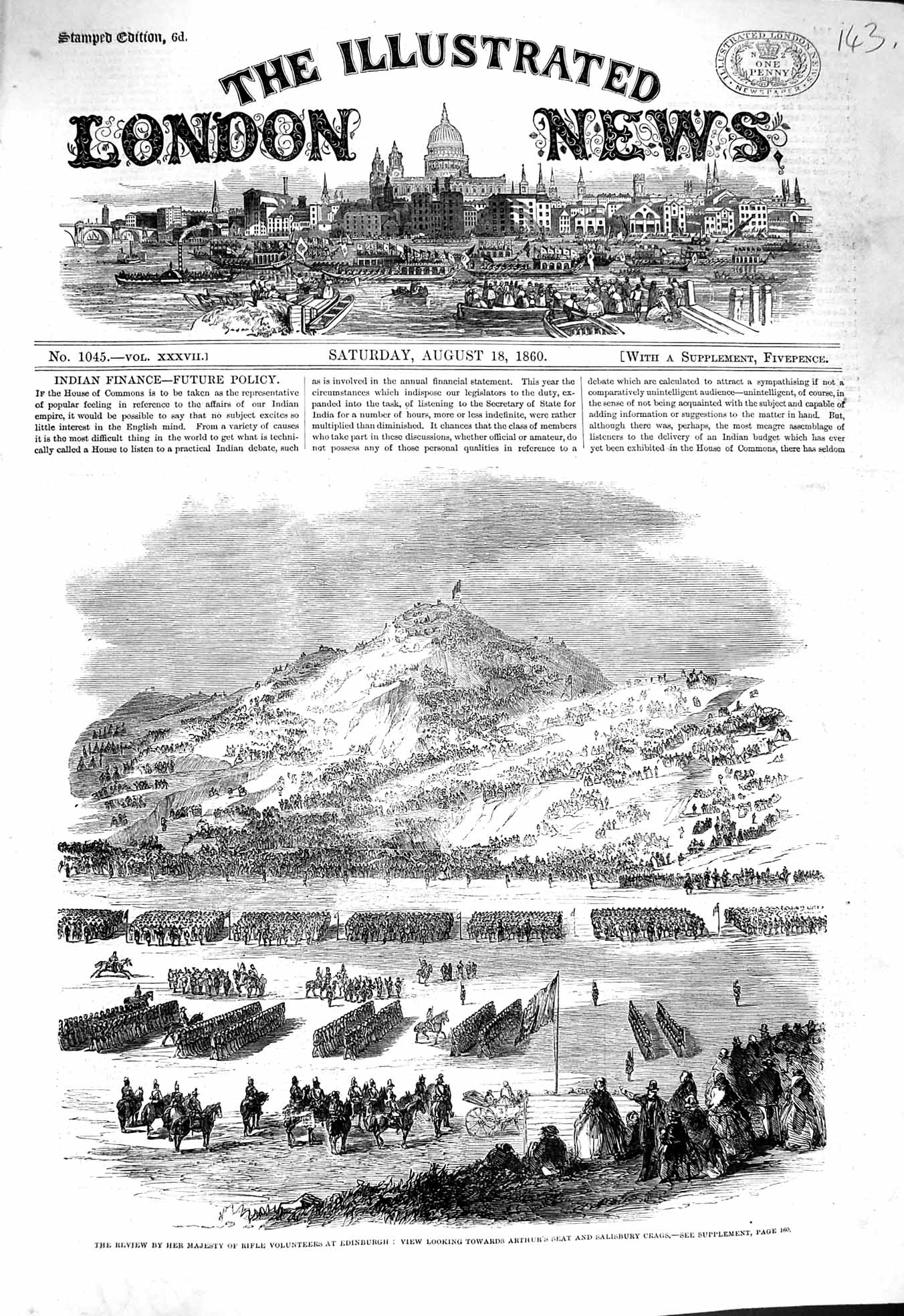 Old Antique Print 1860 Rifle Volunteers Edinburgh Arthur'S Seat Salisbury 19th