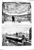 Original Old Antique Print 1860 Siers Theatre Chalons Camp Mons Meg Edinburgh