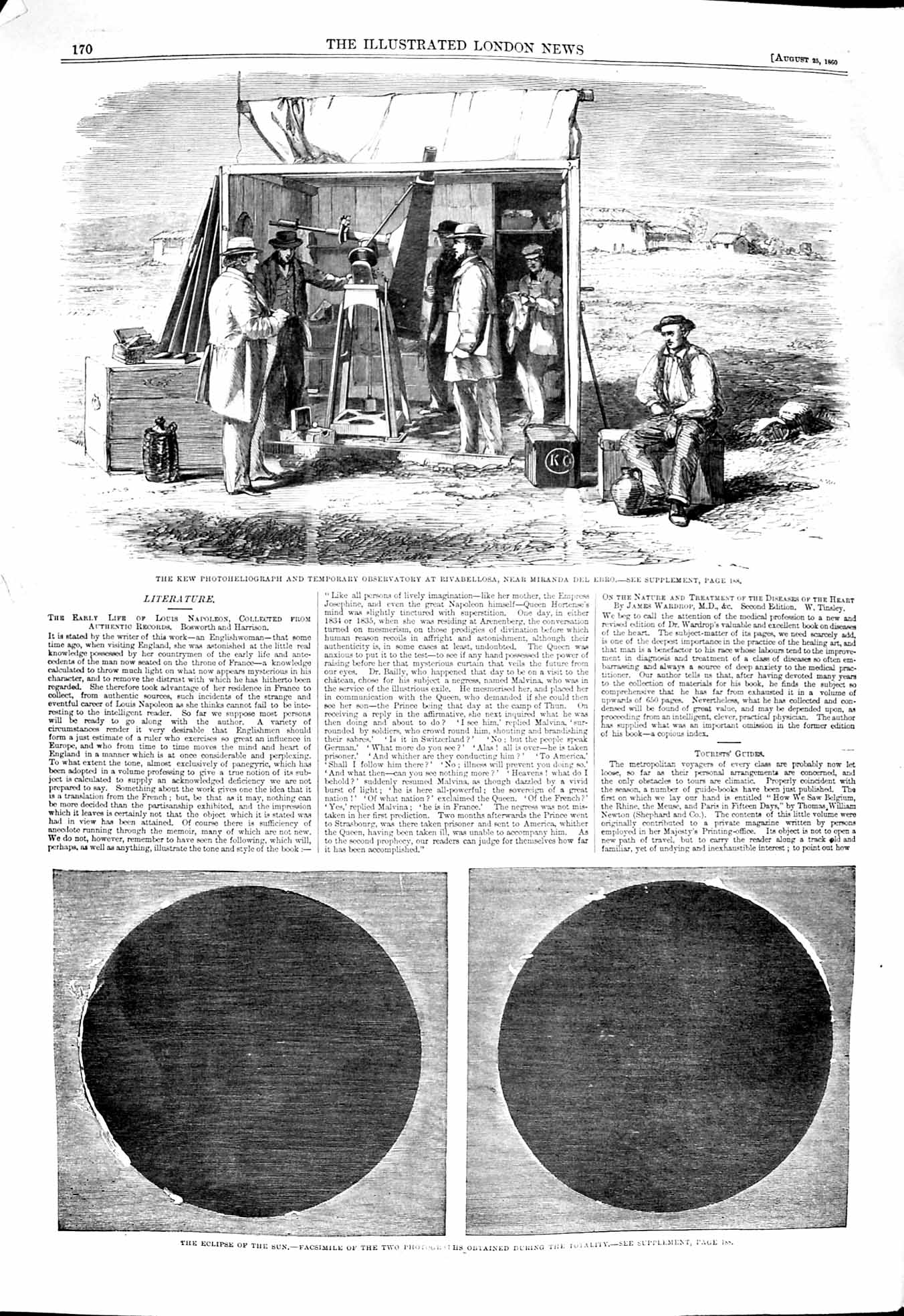 Old Antique Print 1860 Eclipse Sun Kew Photoheliograph Rivabellosa Ebro 19th