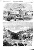 Old Antique Print 1860 Parliament Quebec Prince Wales Niagara Falls River 19th