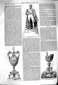Old Antique Print 1860 Statue Lord Lyons Lewis Stockton-On-Tees Regatta 19th