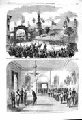 Original Old Antique Print 1860 Prince Wales Halifax Government House Children