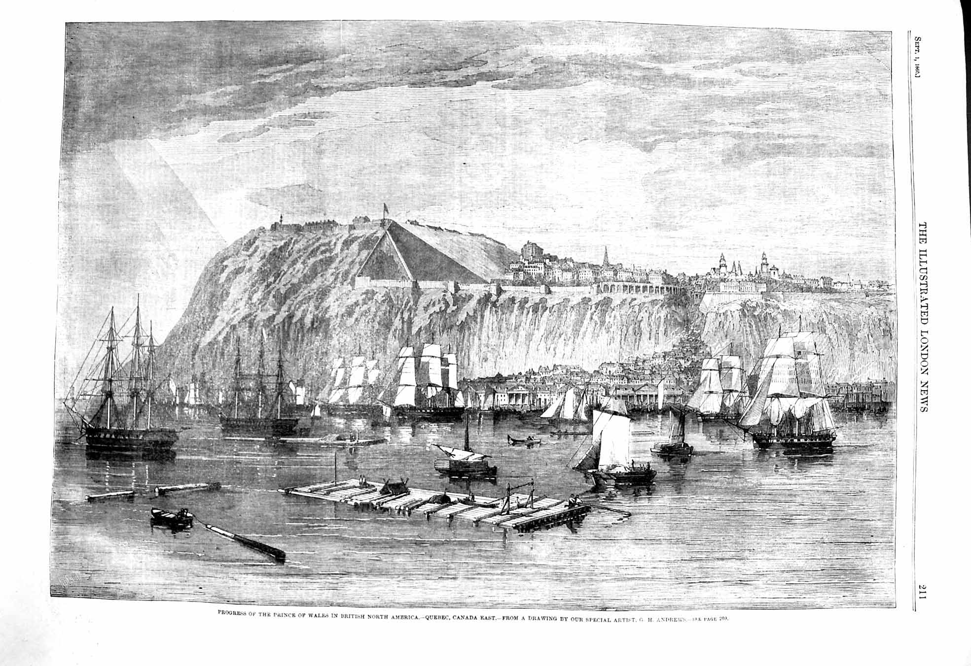 Old Antique Print 1860 Prince Wales British North America Quebec Canada 19th