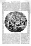 Old Antique Print 1860 What'S O'Clock Children Blowing Dandelions Godwin 19th