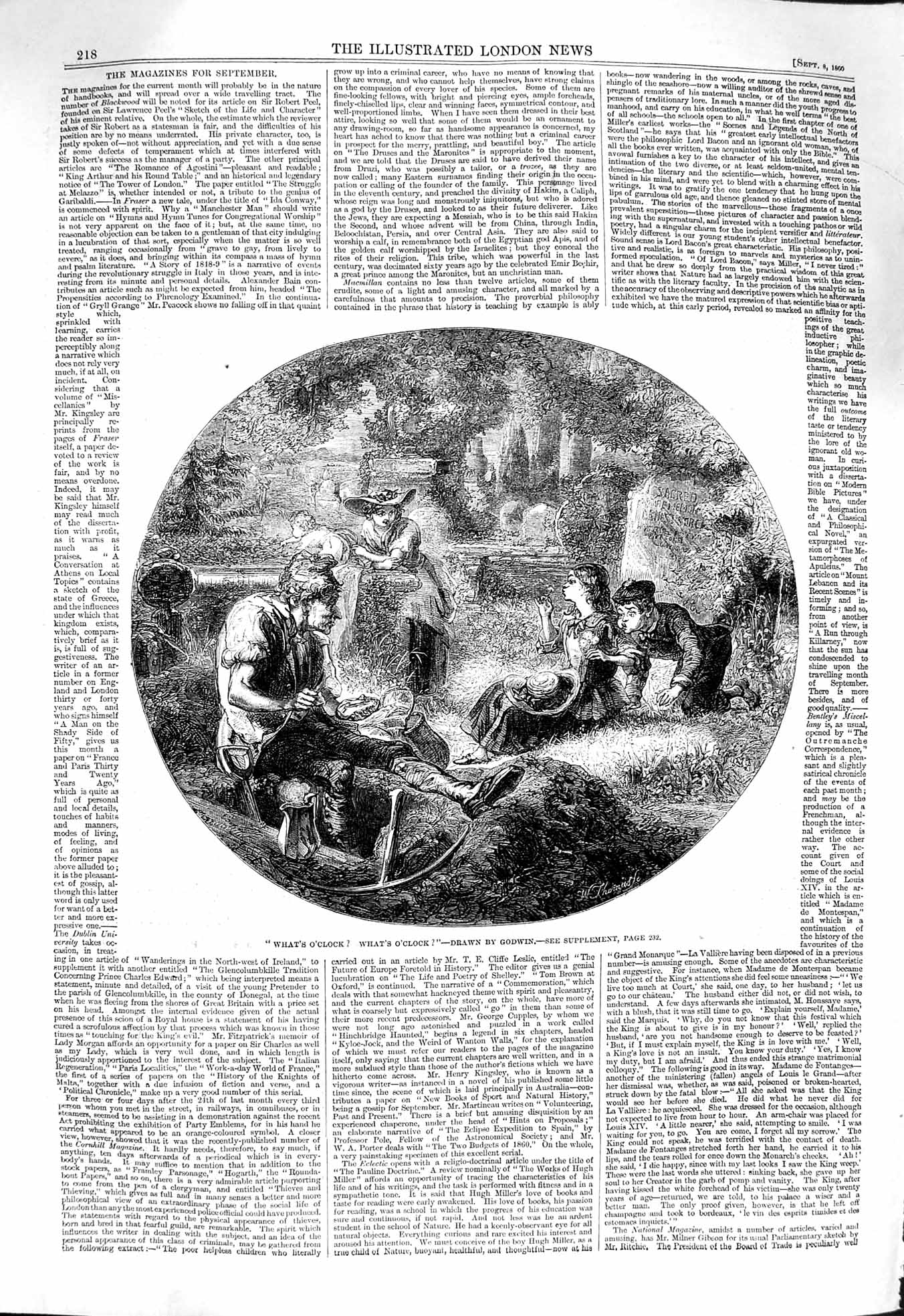 Old Antique Print 1860 What'S O'Clock Children Blowing Dandelions Godwin 19th