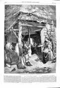 Original Old Antique Print 1860 Village Smithy Horse Shoeing Blacksmith Lewis