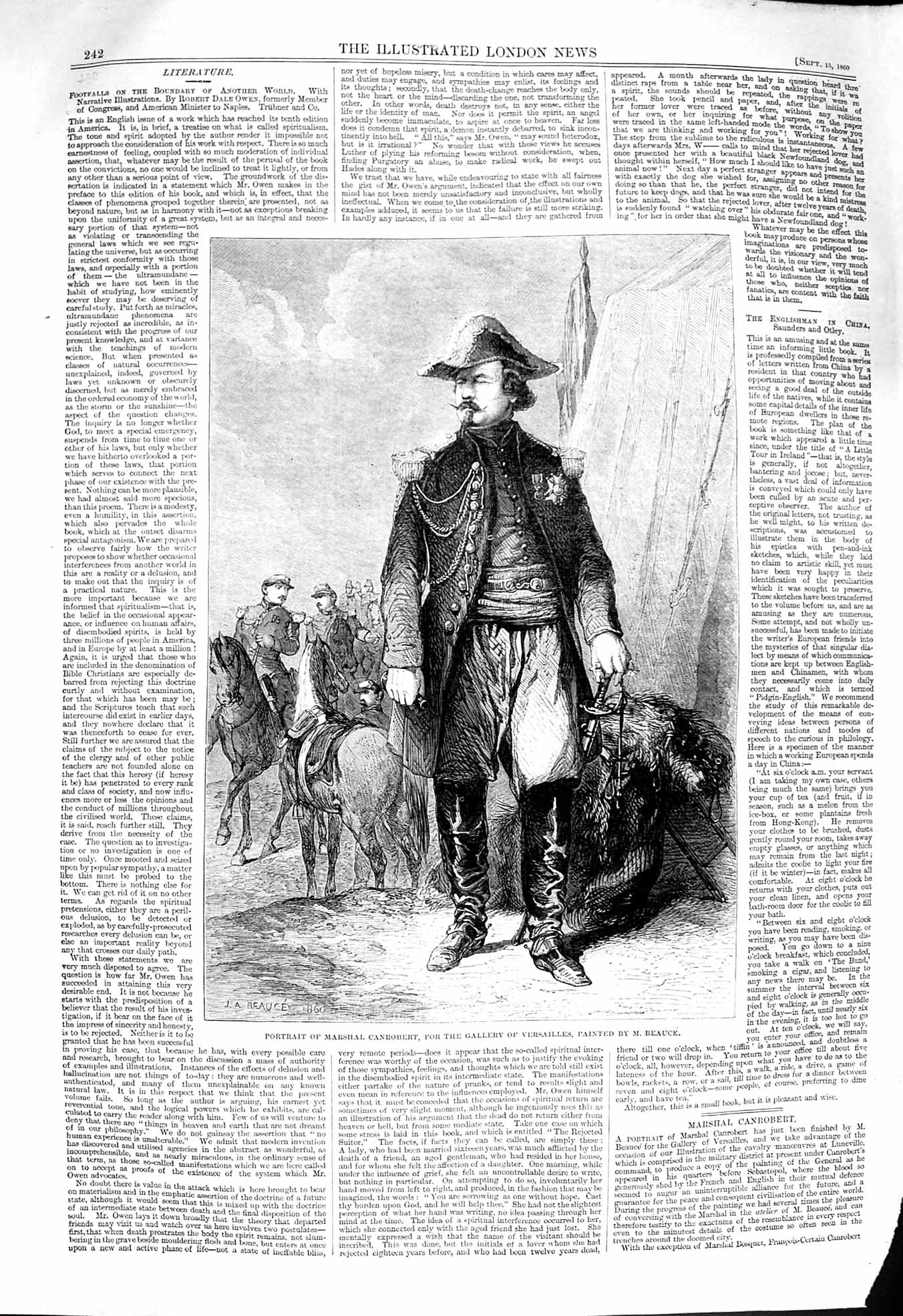 Original Old Antique Print 1860 Portrait Marshal Canrobert War Uniform 19th