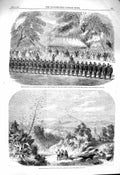 Original Old Antique Print 1860 Silver Bugle Lady Duff Surrey Rifle Army C 19th