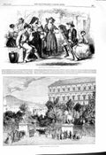 Original Old Antique Print 1860 People Kingdom Naples Italy Gates King'S Palace