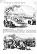 Old Antique Print 1860 Lancashire Rifle Volunteers Knowsley Artillery War 19th