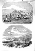 Original Old Antique Print 1860 Ancona Papal Emperor Napoleon Corsica Bastia