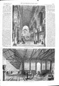 Original Old Antique Print 1860 Chapel Royal Palermo Campo Santo Cemetery Pisa