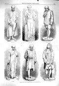 Original Old Antique Print 1860 Statues Oxford Museum Watt Davy Newton 19th