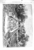 Original Old Antique Print 1860 Prince Wales Canada Timber Slide Ottawa River