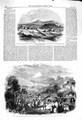 Original Old Antique Print 1860 Taranaki Plymouth New Zealand Pah Villag 19th