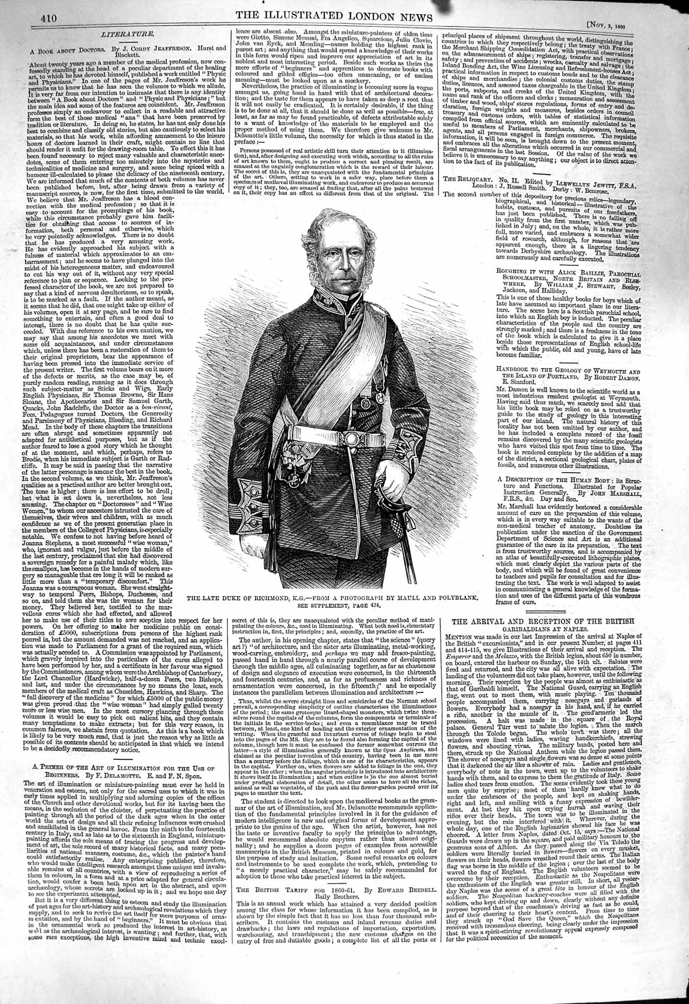 Original Old Antique Print 1860 Portrait Duke Richmond Maull Polyblank 19th