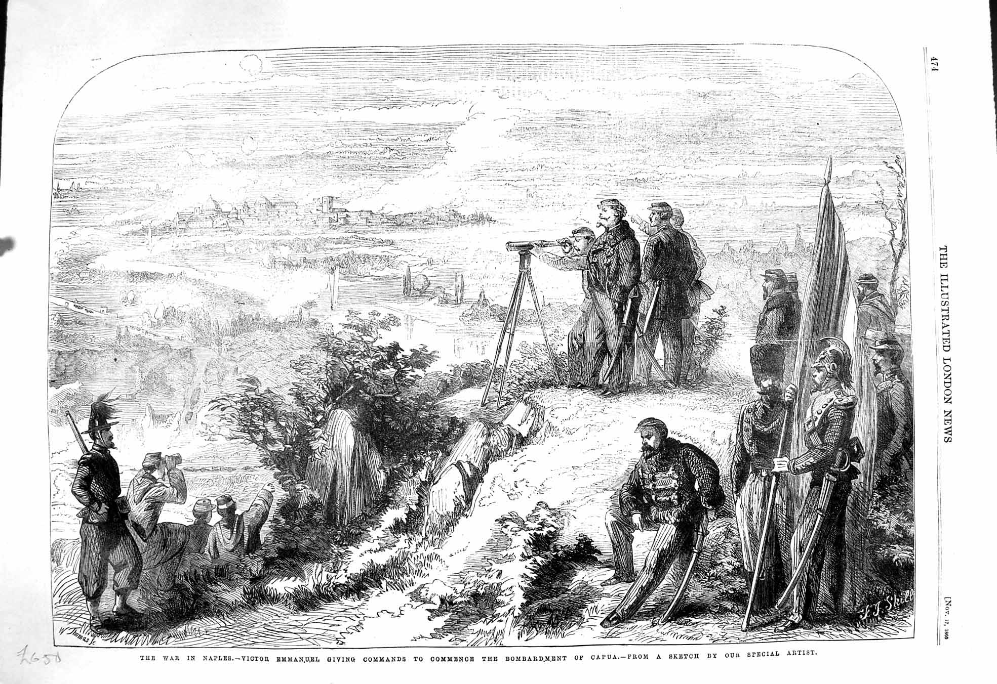 Original Old Antique Print 1860 War Naples Victor Emmanuel Bombardment Capua