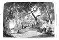Old Antique Print 1860 Scene Opera Robin Hood Majesty Theatre Moonlight 19th