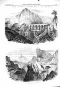 Original Old Antique Print 1860 Semmering Railway Bollerswand Weinzettelwand