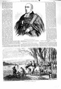 Original Old Antique Print 1860 Rev. George Croly Hampton Court Hare Coursing