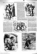 Original Old Antique Print 1860 Christian Knocking Children Flowers Robin Hood