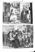 Original Old Antique Print 1860 Merry Christmas Celebration Children Steal 19th