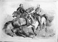 Original Old Antique Print 1860 General Garibaldi Victor Emmanuel Teano 19th