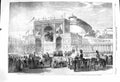 Original Old Antique Print 1860 Triumphal Arch Naples Victor Emmanuel Musicians
