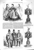 Original Old Antique Print 1860 Paris Fashion Uniform Mail Guards Tir Vincennes