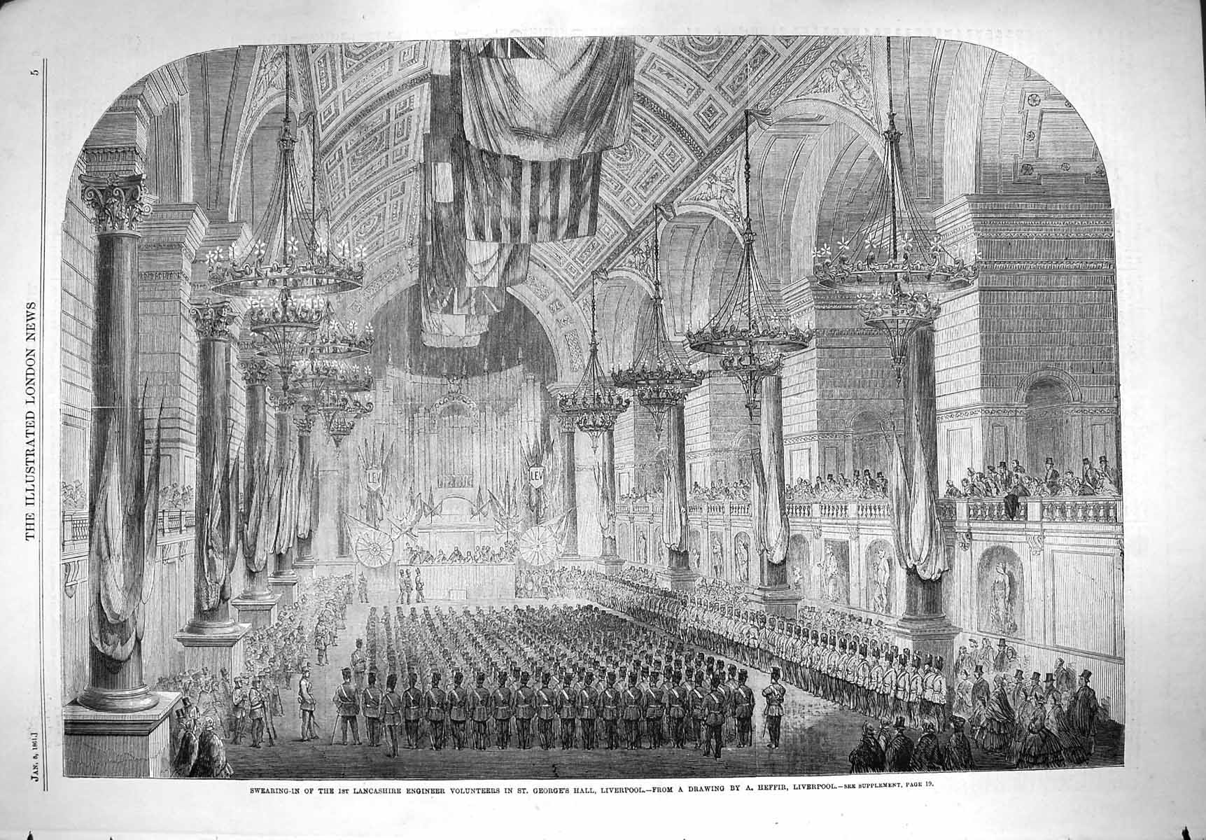 Antique Print *3802 1861 Lancashire Engineer Volunteers George'S Liverpool